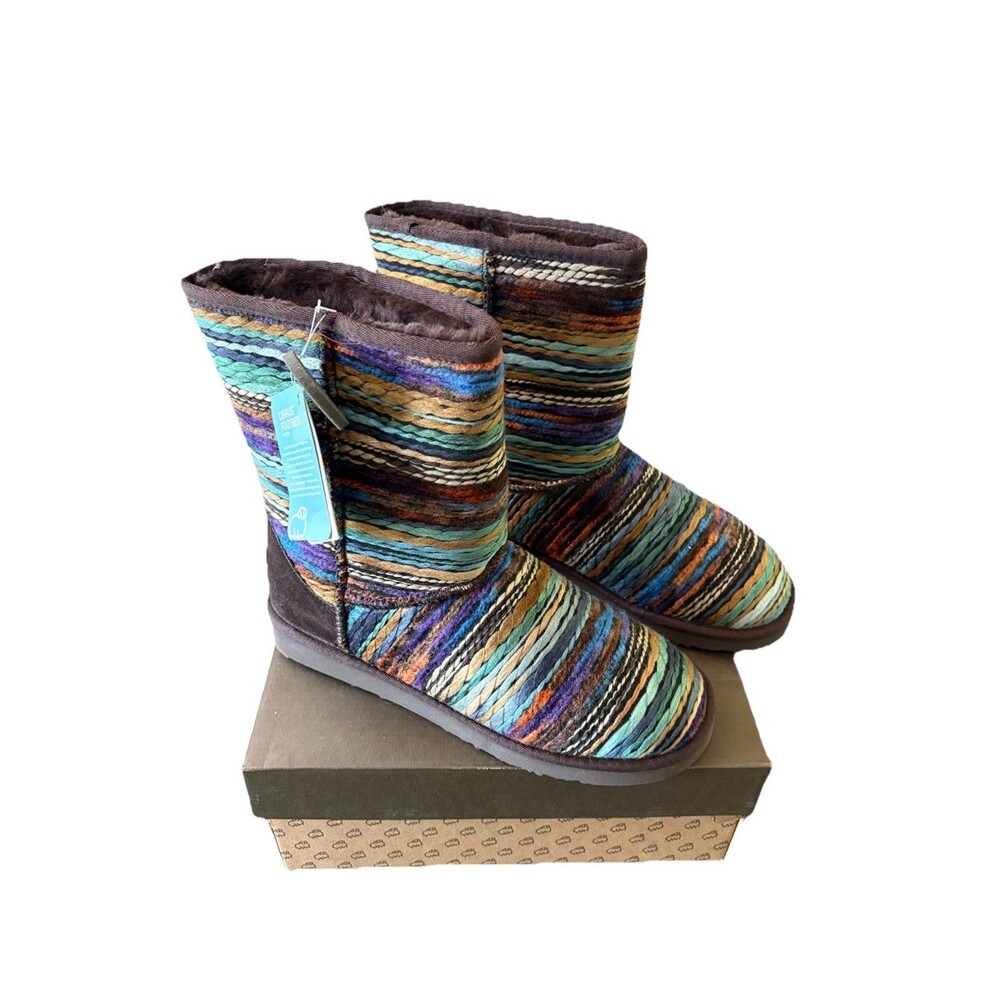 LAMS Women's Juarez Shearling Short Brown Multicolor Boots Size 11 NIB